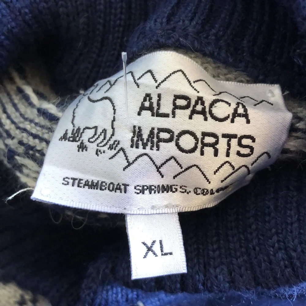Alpaca Imports Zip Front Sweater Navy Blue XL Alpaca Wool - Picture 11 of 15